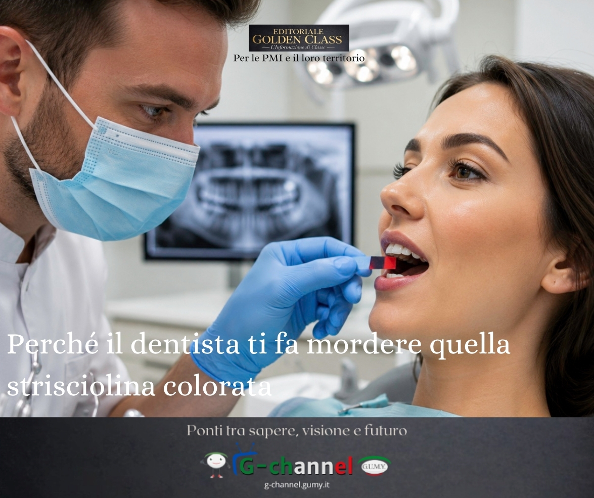 Perché il dentista ti fa mordere quella strisciolina colorata